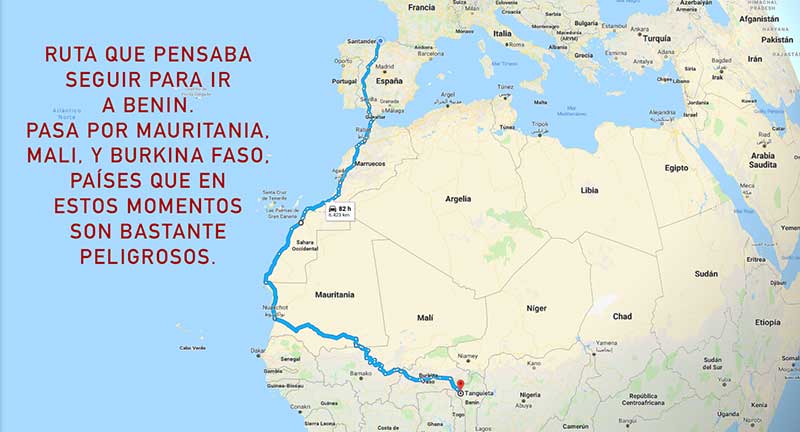 ruta España Benin en moto